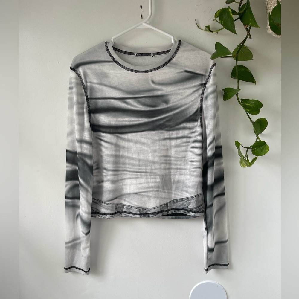 Stylish Gray Long Sleeve Top